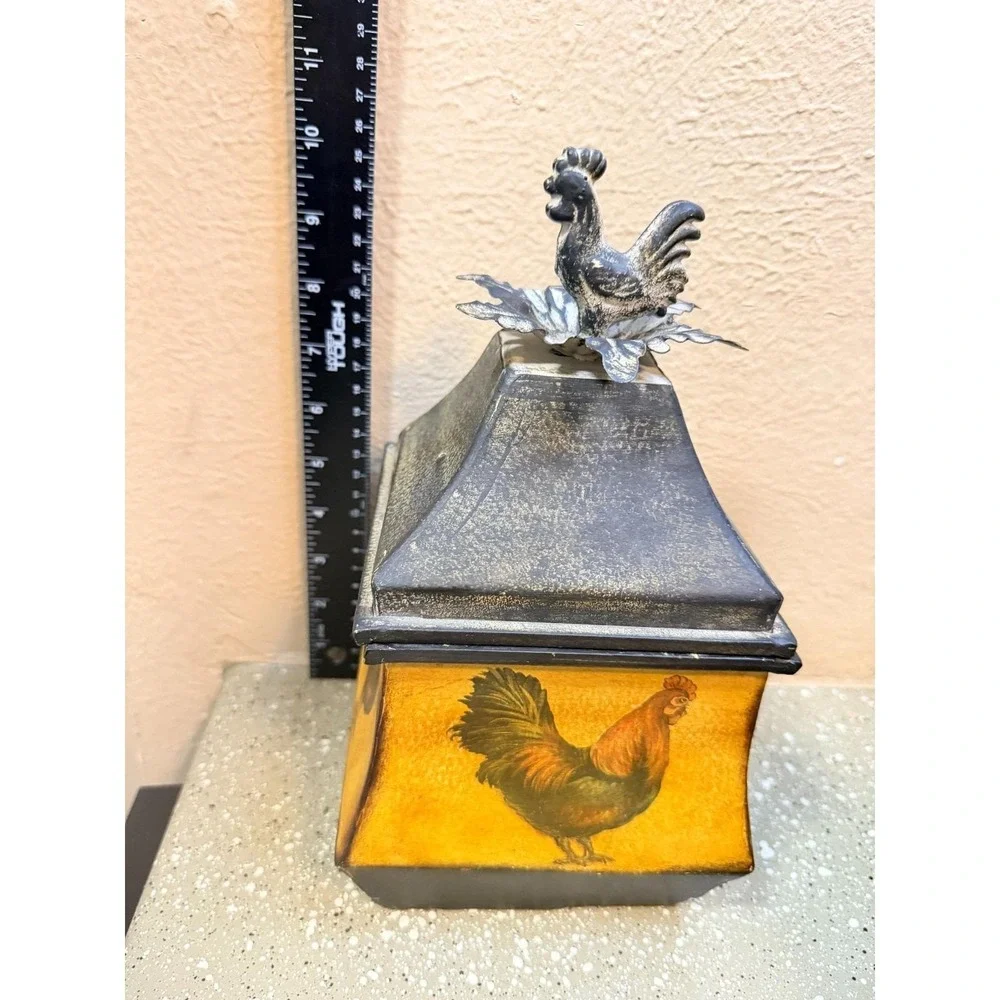 Vintage CBK Country Rustic‎ Kitchen Storage Canister Rooster Set w Tray 18x12x6